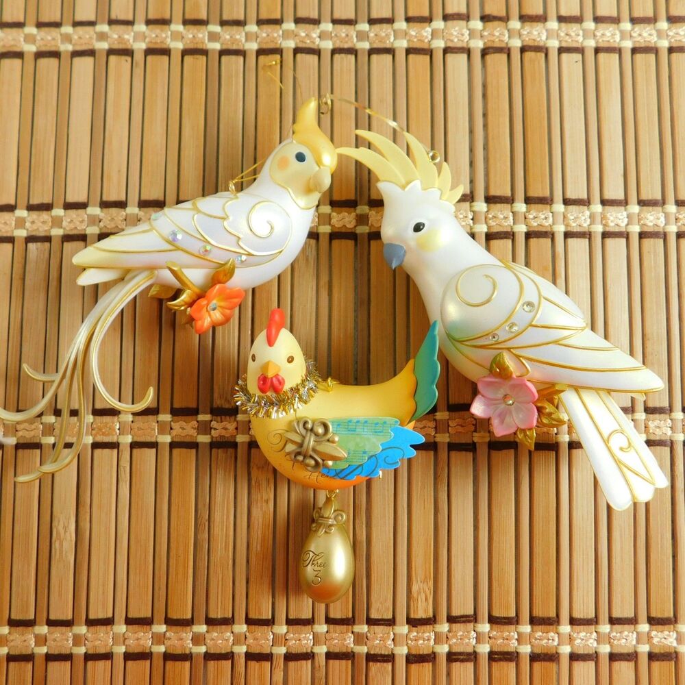 Hallmark Keepsake Ornaments, Beauty of Bird Cockatiel Cockatoo Surprise Lot of 3